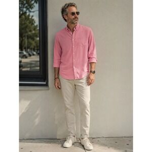 Desert Dunes Men's XL Pink Rose Button Down Shirt Stretch Coastal Resort NWT